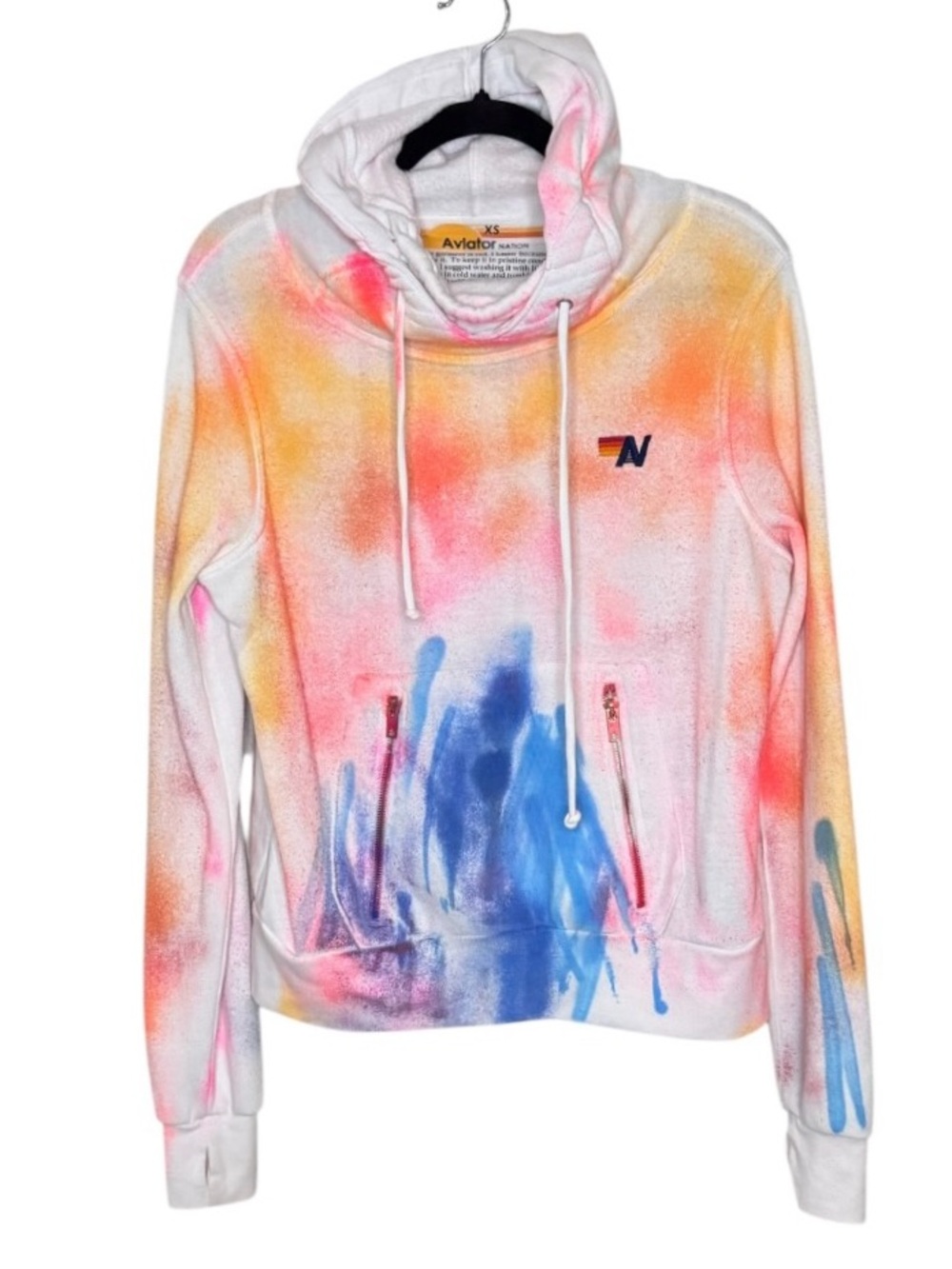 AVIATOR NATION Artist Collection Hand Painted Tie Dye Ninja Pullover Hoodie XS - Picture 3 of 7